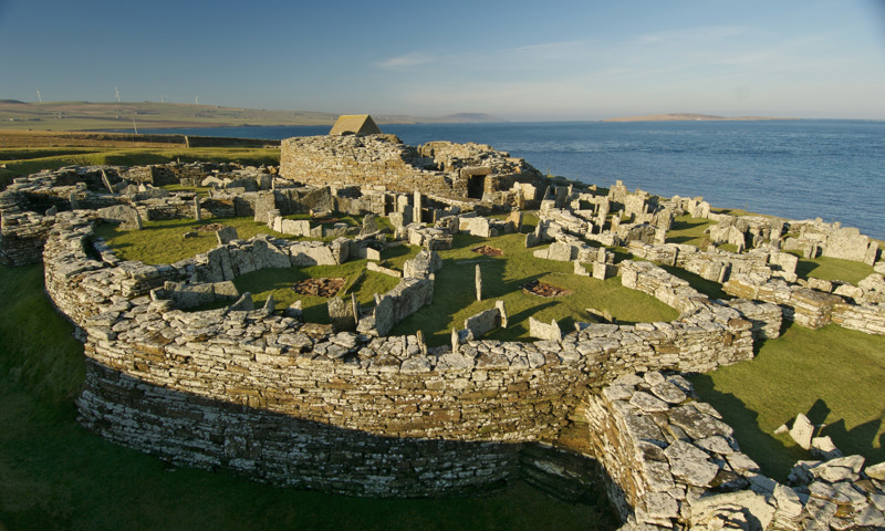 Broch of Gurness and the remains of the associated village.