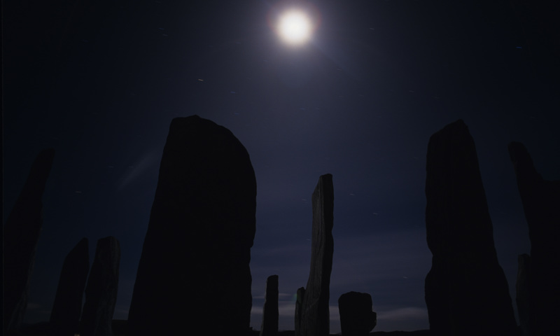 The moon over the standing stones at Calanais.