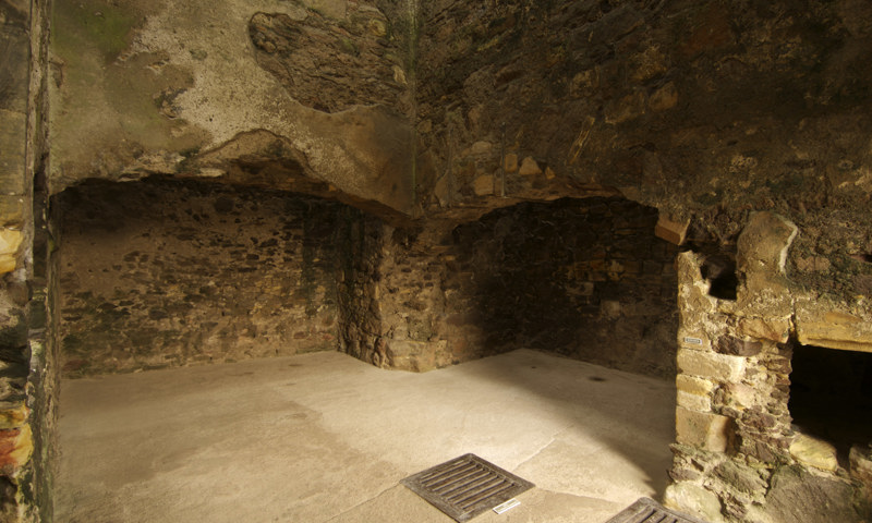 An interior view of the kitchen at Dirleton Castle.