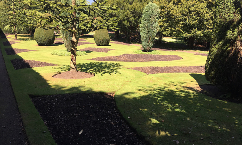 The Victorian formal plan garden at Dirleton Castle on a lovely sunny day