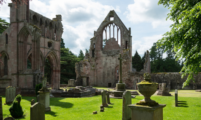 A view of Dryburgh Abbey from the graveyard.