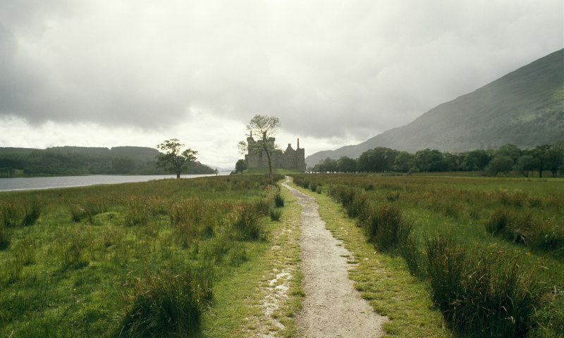 A view up the path to Kilchurn Castle.