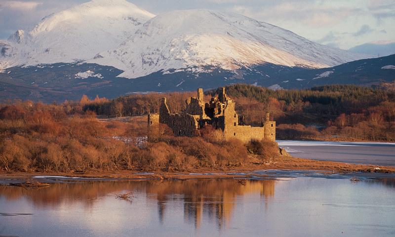 A view of Kilchurn Castle and Loch Awe.