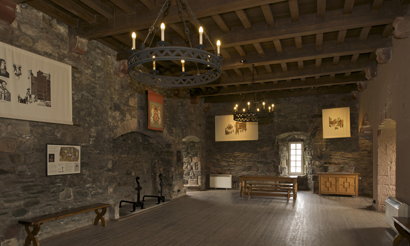 An interior view of the great hall at Rothesay Castle.