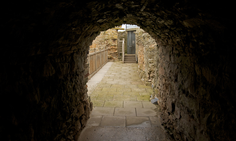A view of a tunnel at Spynie Palace.