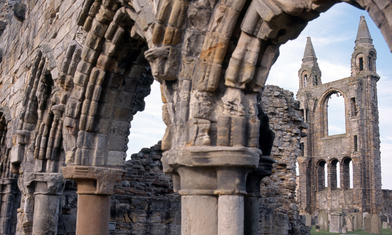 A detail of archways at St Andrews Cathedral.