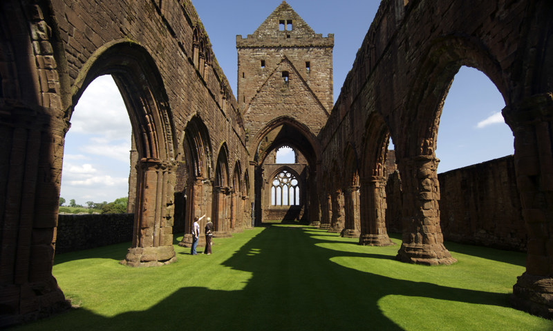 A view looking towards the nave at Sweetheart Abbey.