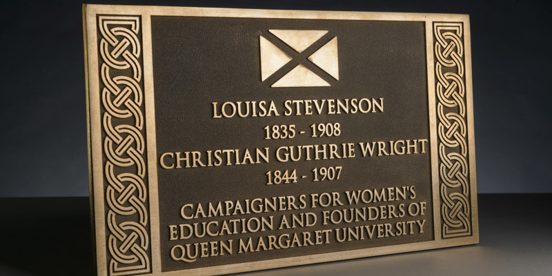 A plaque commemorating Louisa Stevenson and Christian Guthrie Wright.