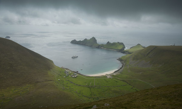 A view of the settlement and bay at St Kilda World Heritage Site.