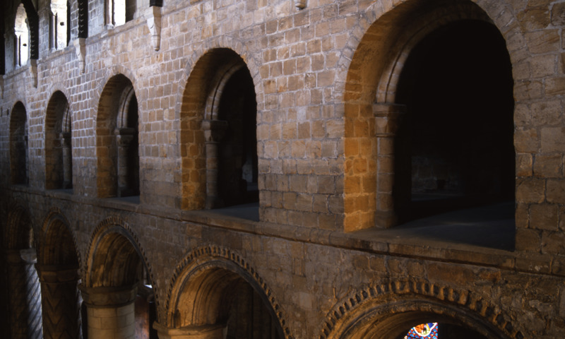 A view of archways inside Dunfermline Abbey.