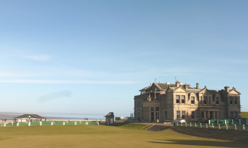 The clubhouse and designed landscape at St Andrews Links.