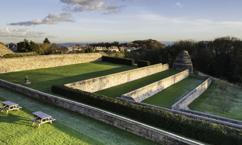 The terraced garden at Aberdour Castle.
