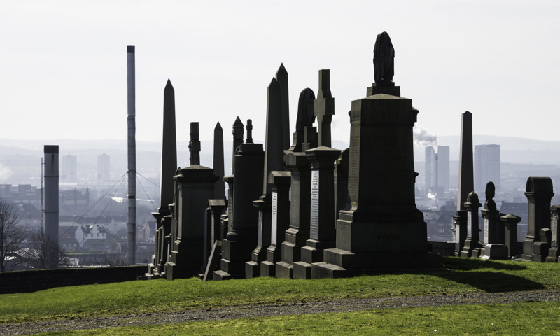 Gravestones at the Necropolis in Glasgow.