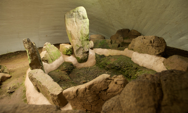 A view of the interior of the cairn at Cairnpapple Hill.