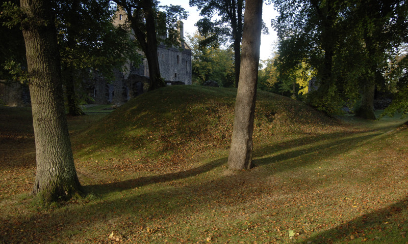 A general view of the grounds at Huntly Castle.