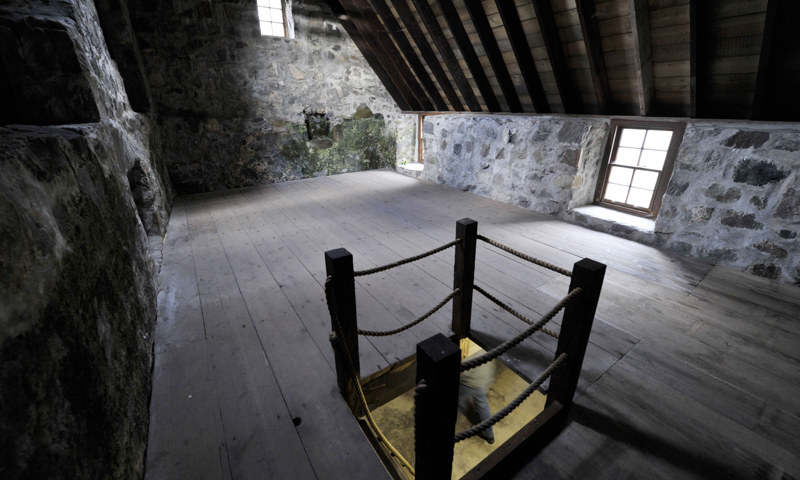 The attic and trapdoor at Kisimul Castle.
