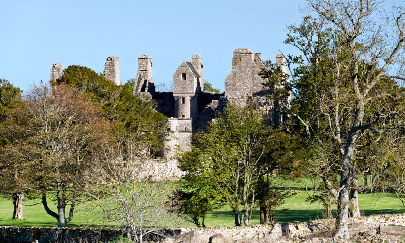 A general view of Tolquhon Castle and grounds.