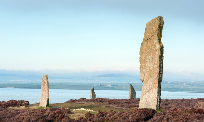 Standing stones at the Ring of Brodgar Stone Circle and Henge.