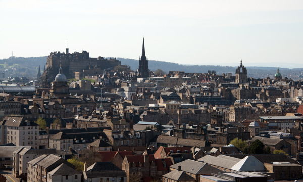A broad view of Edinburgh’s Old Town and castle, taken from Salisbury Crag.