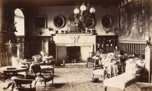 A view of the drawing room in Cawdor Castle, Nairn, from the 1878. 