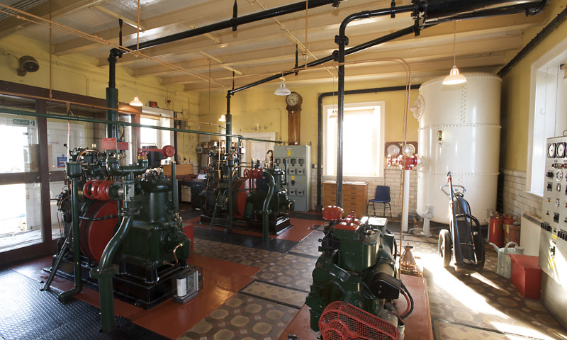The engine room at Kinnaird Head Lighthouse and Museum.