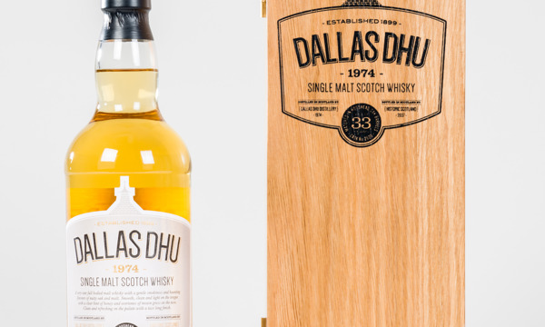 A bottle and display box of Dallas Dhu 1974 whisky.