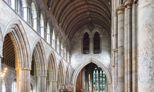 The interior of the nave at Dunblane Cathedral.