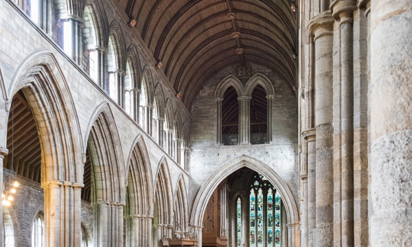 The interior of the nave at Dunblane Cathedral.