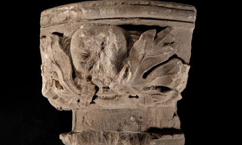 A fragment of an ornate column capital from Elgin Cathedral.