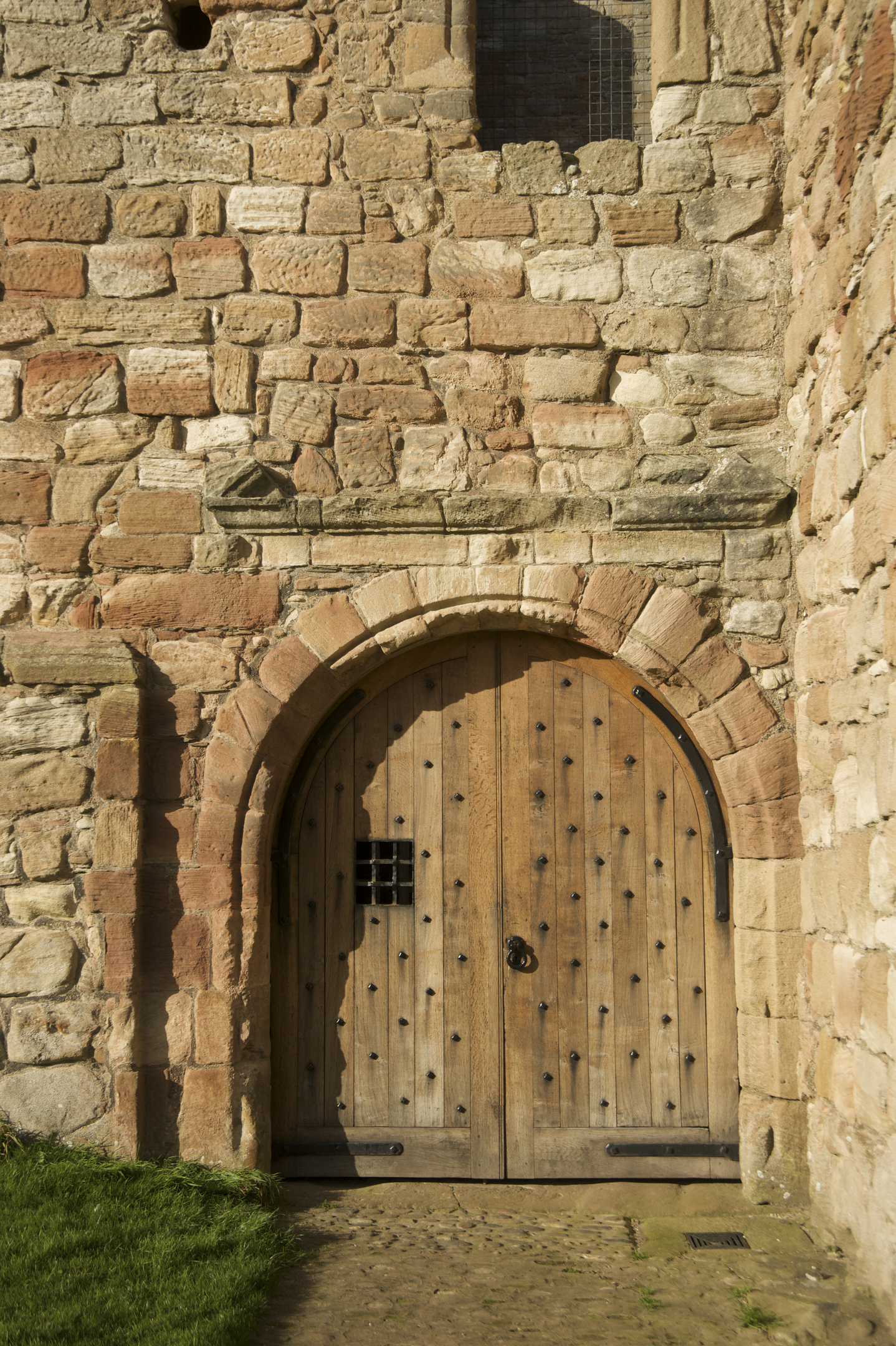 Close up of a door at Crichton Castle.
