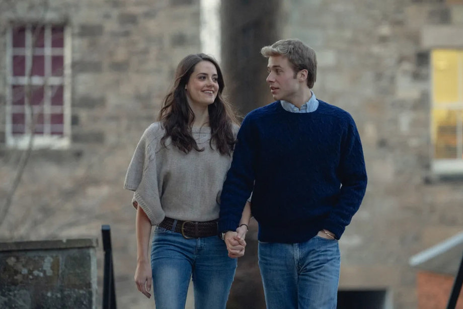 Two actors playing Prince William and Kate Middleton in The Crown Season 6