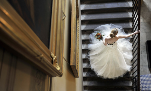 Bride on a staircase
