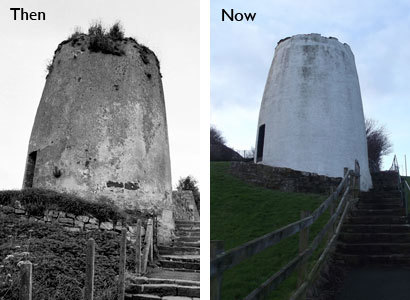 Side by side old and new photos of Priory Doo’cot, Crail