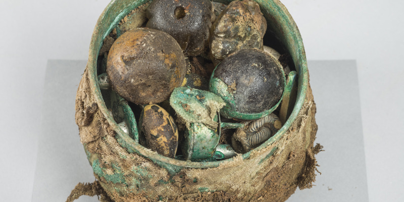 A pot containing Viking relics found during archaeological excavations in Dumfries and Galloway.