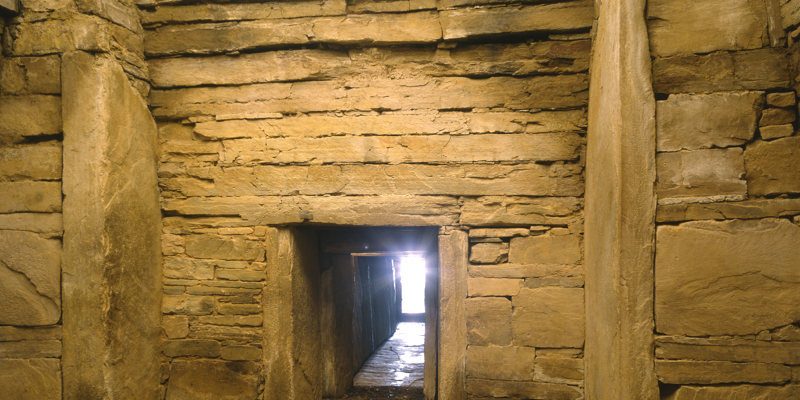 Maeshowe interior, showing the small doorway