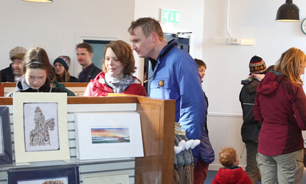 Visitors in the new Maeshowe visitor centre at Stenness