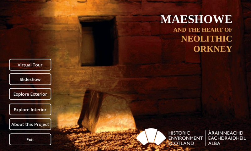 A screenshot of an app home page with buttons and the background of a tomb