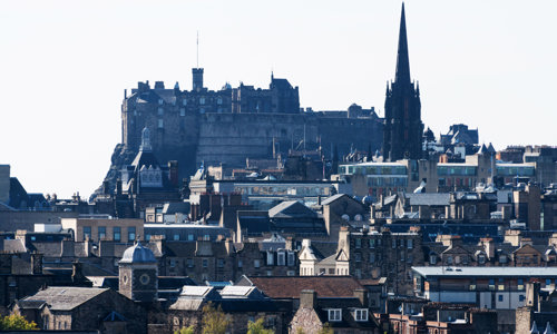 Edinburgh Castle with the cityscape underneath