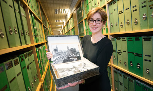 Member of staff in John Sinclair House Search Room