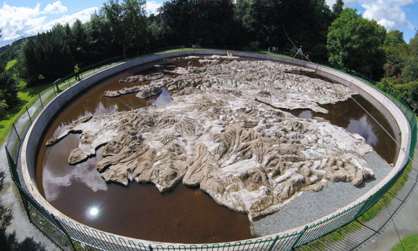 aerial view of a concrete map with a circular fence around the boundary