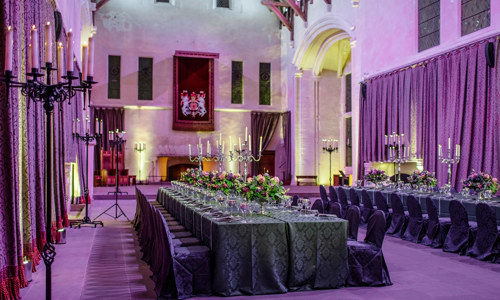 Interior of the Great Hall set up for a function