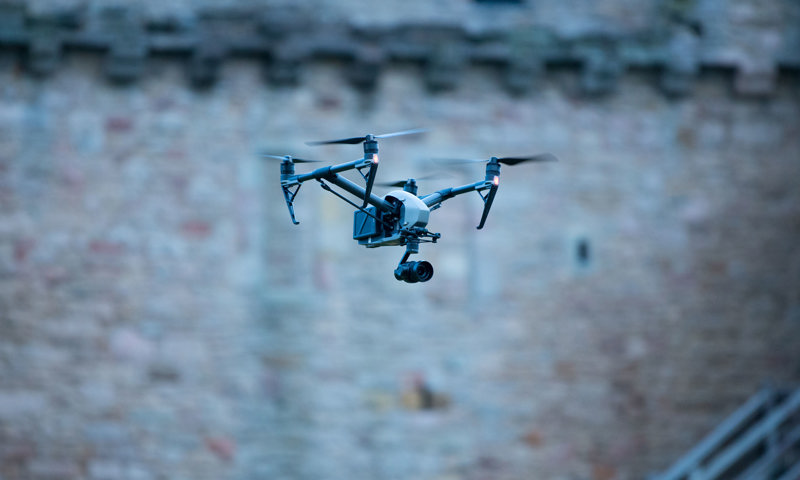 Drone flying at a property