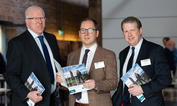 Left to Right Gordon McGuinness and Stephen Sheridan from Skills Development Scotland and Alex Paterson from Historic Environment Scotland, each holding a copy of the plan 