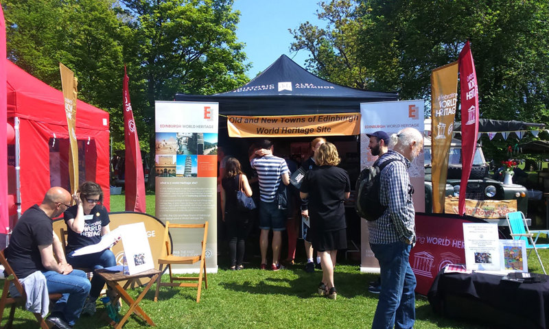 The Edinburgh World Heritage team speak to the public at their stall at a local festival