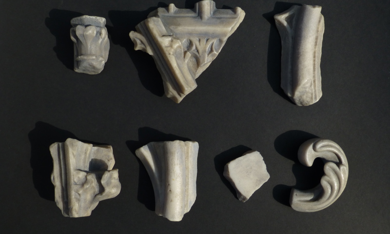 Close-up shots of 6 fragments of Robert the Bruce