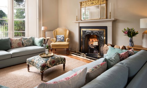 Drawing room with open fire