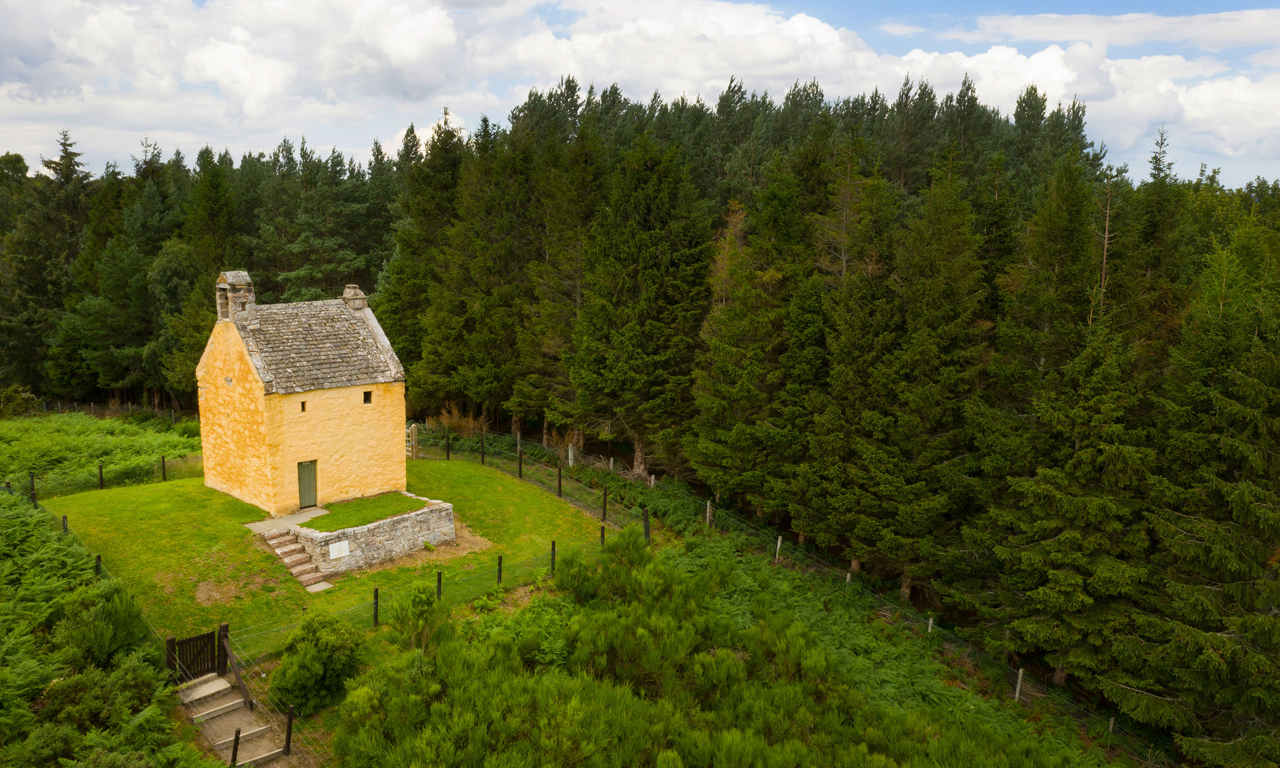 Aerial view of Ardclach Bell Tower
