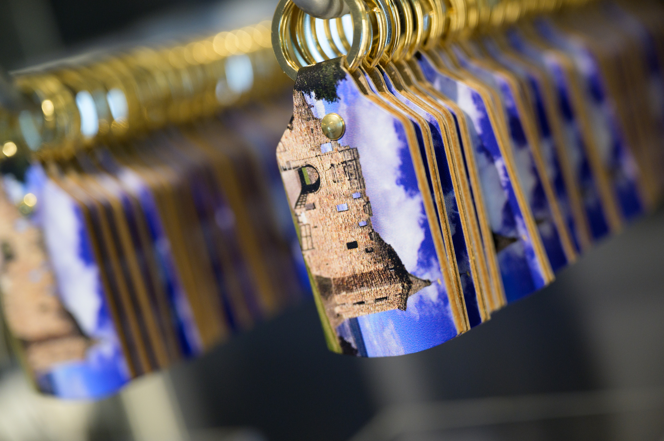 Close up of a keyring of St Andrews Castle 