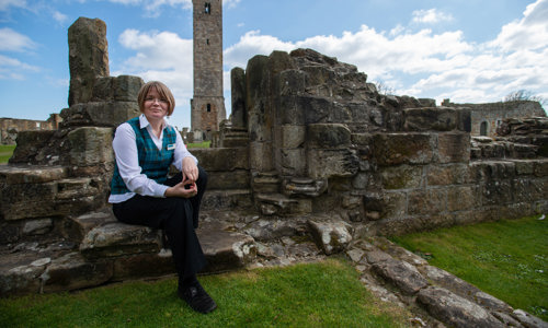 Staff member, Eira Ihalainen, at St Andrews Cathedral