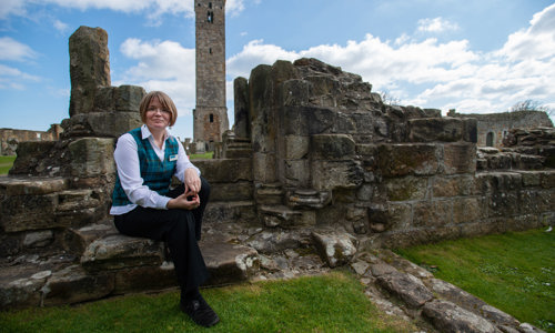 Staff member, Eira Ihalainen, at St Andrews Cathedral
